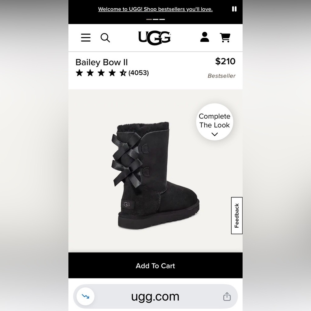 UGG Bailey Satin Bow II Boots Black
Suede Sheepskin Fur - Picture 2 of 14